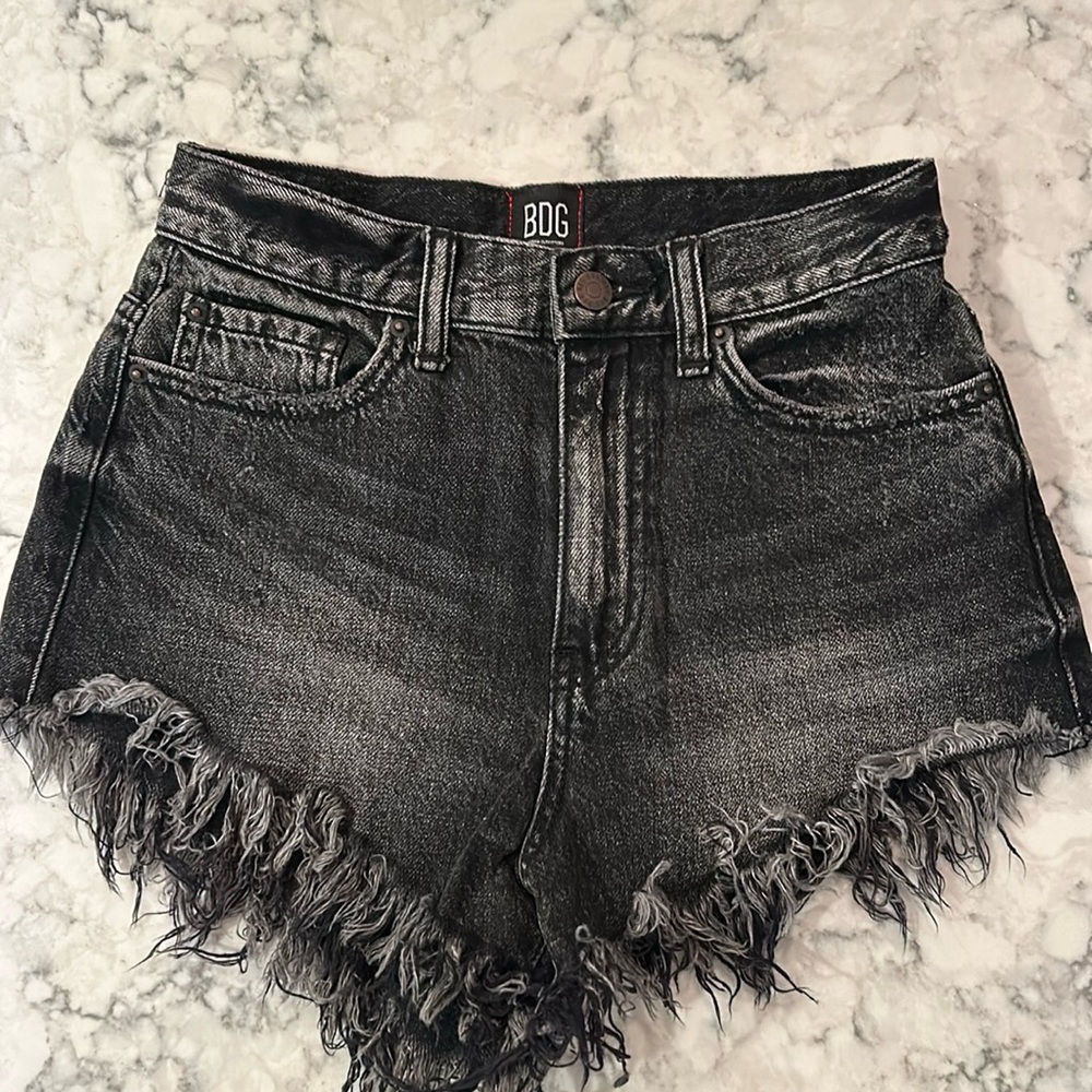 BDG distressed black jeans shorts size 25